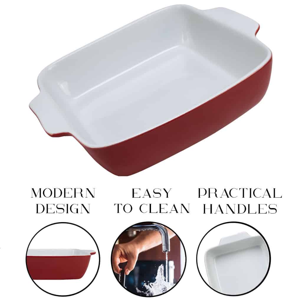 Heat-resistant tray, Rectangular, 30x26.5x7 cm, Glossy White and Red