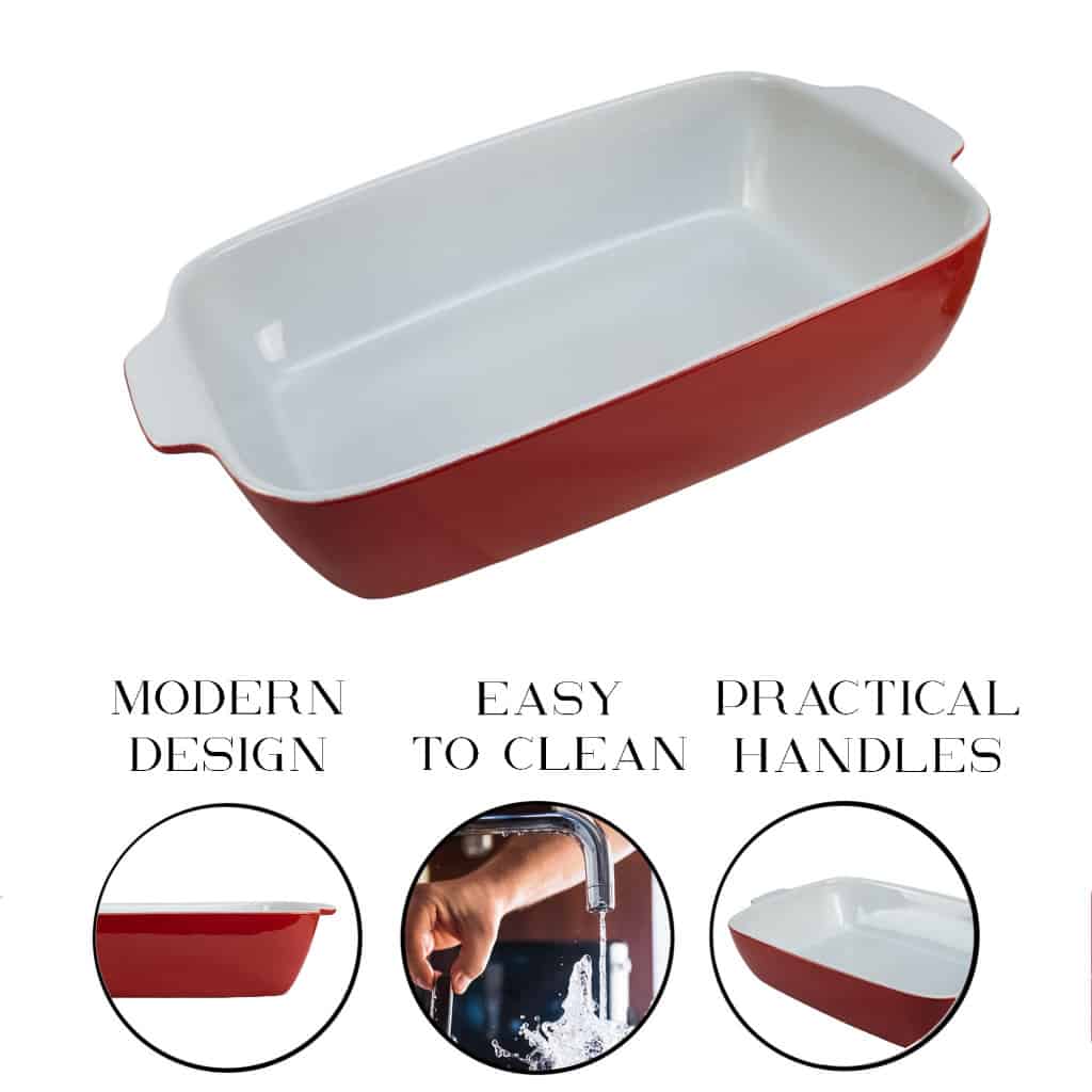 Heat-resistant tray, Rectangular, 40.5x26x9 cm, Glossy White and Red