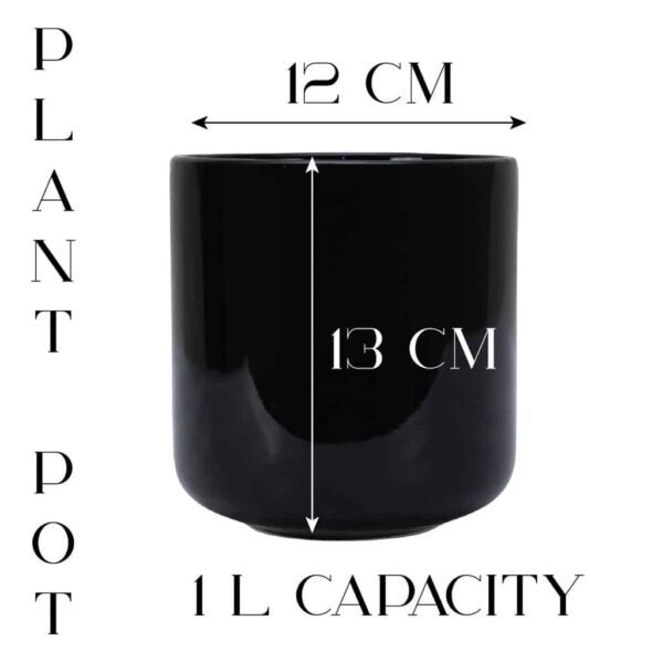 Flower pot, Round, 12x13 cm, Glossy Black