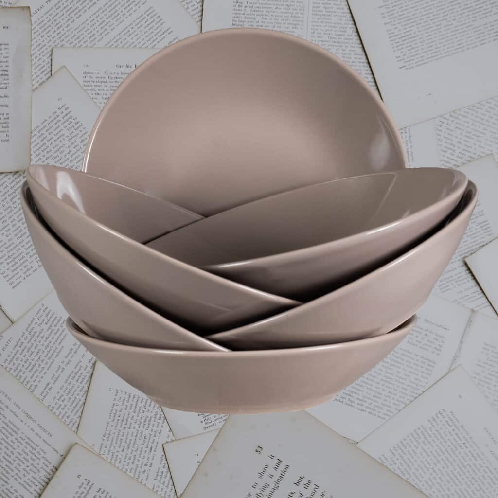 Set of 6 deep plate, Round, 21 cm, Glossy Silver Brown