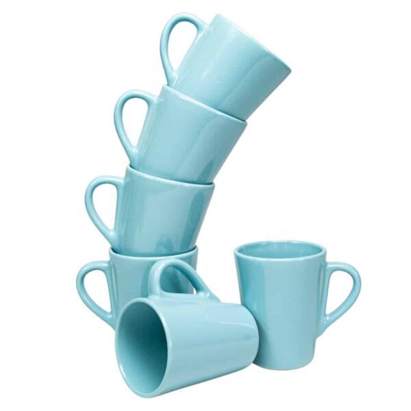 Set of 6 mugs, 220 ml, Glossy Aqua Blue