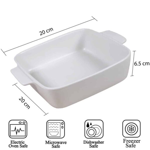 Heat-resistant tray, Square, 20x20x6.5 cm, Glossy White