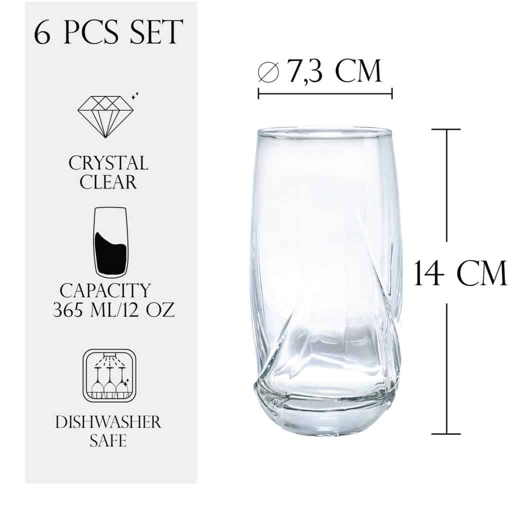 Set de 6 pahare, 365 ml, Crystal Clear