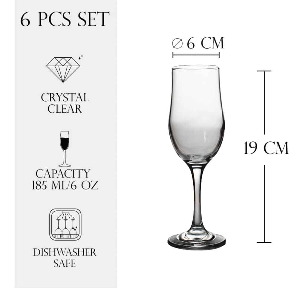 Set of 6 champagne glasses, Ariadne, 190 ml, Crystal Clear