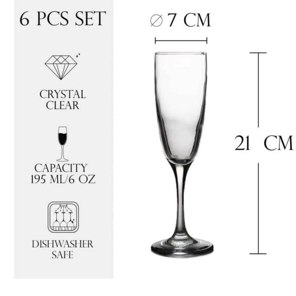 Set de 6 pahare de șampanie, Dream, 190 ml, Crystal Clear