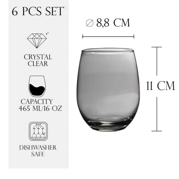 Set de 6 pahare, 465 ml, Crystal Clear