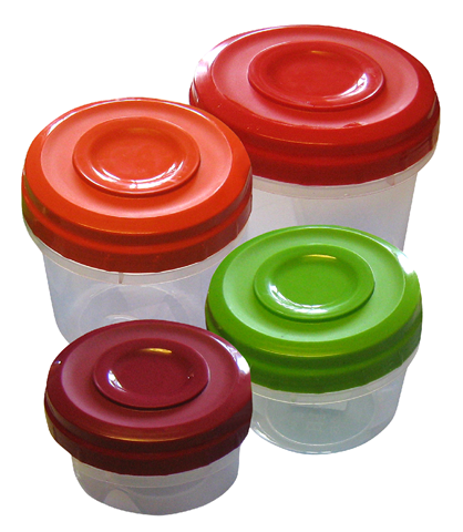 Set 4 recipiente pentru alimente Twister, rotund, multicolor