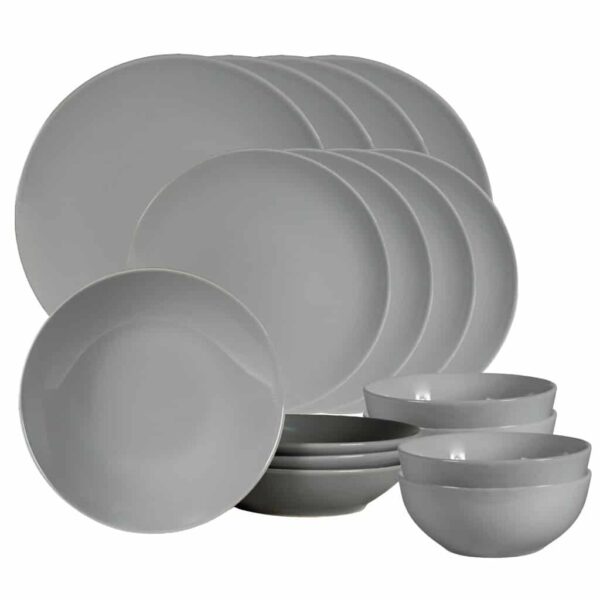 Dinner set for 4 people, with deep plate, Round, Glossy Red
