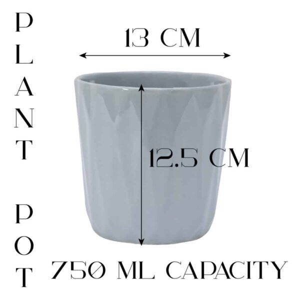 Flower pot, Round, 13x12.5 cm, Glossy Dark Gray