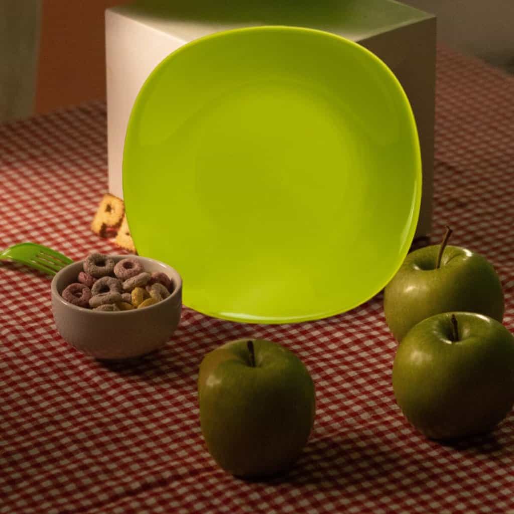 Deep Plate, Square, 22 cm, Glossy Green
