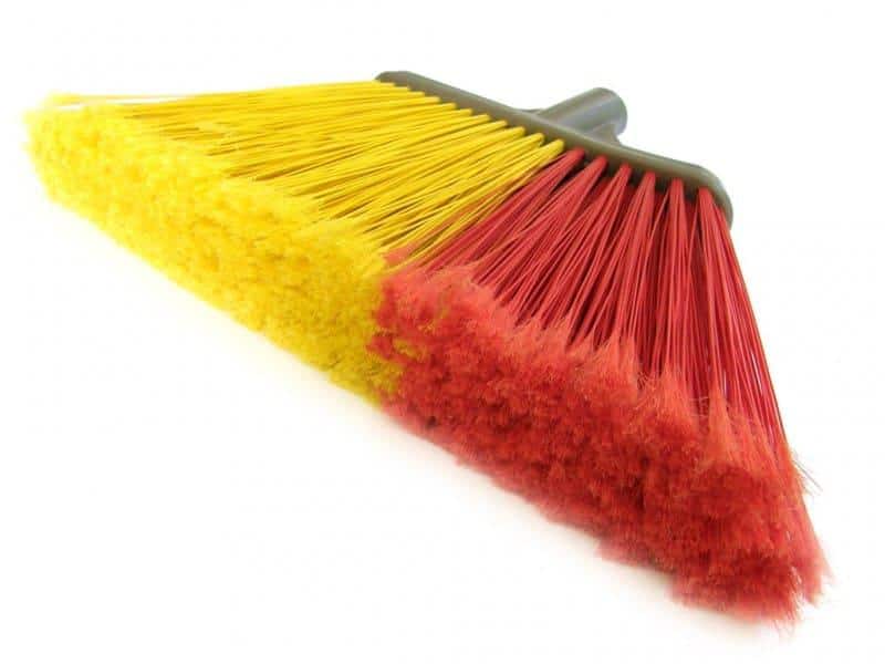 Broom with Stick and Dustpan, Yellow x Red