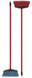 Broom with Stick for salon, Red