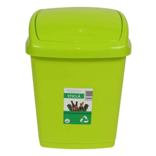 Recycle Bin with lid, Rectangular, 9 l, Green