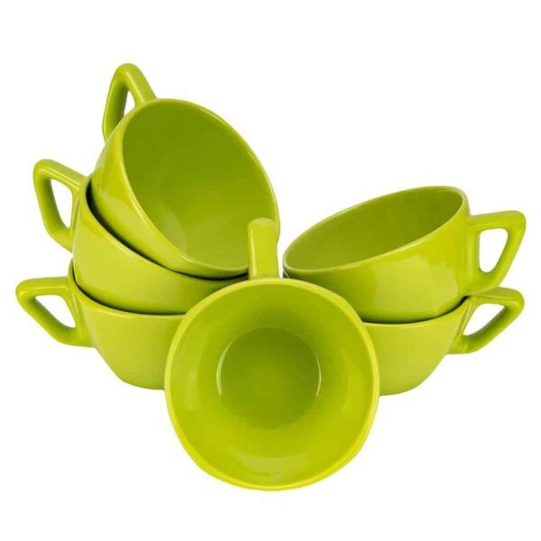 Set 6 Cups, Square, 400 ml, Glossy Green