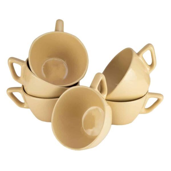 Set 6 Cups, Square, 400 ml, Glossy Beige
