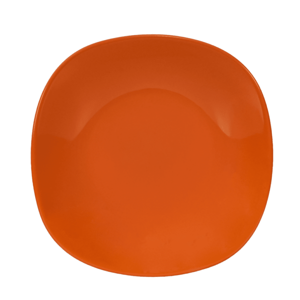 Deep Plate, Square, 22 cm, Glossy Orange