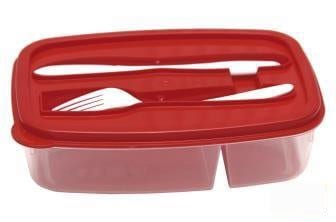 Food Container, Rectangular, 500/300 ml, Transparent/Red