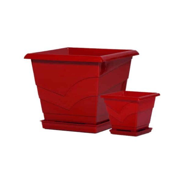 Flower pot, Square, 25 cm, 8 l, Glossy Red
