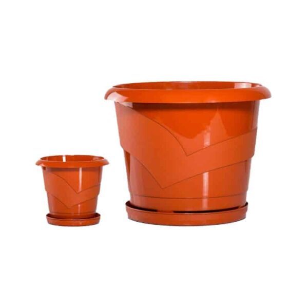 Flower pot, Round, 21 cm, 4 l, Glossy Brown