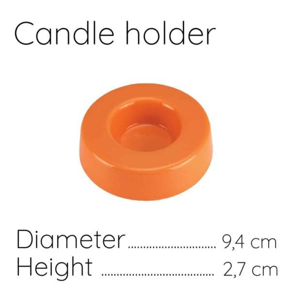 Candle holder, Round, 9 cm, Glossy Orange