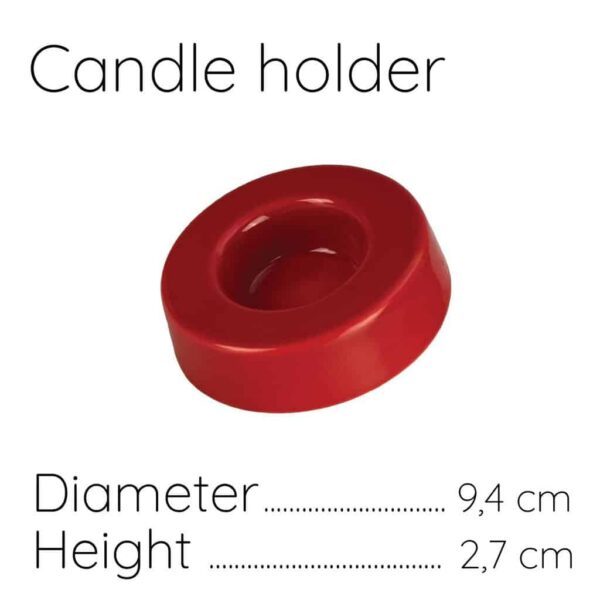 Candle holder, Round, 9 cm, Glossy Red