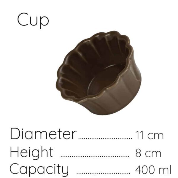 Heat-resistant tray Muffin, Round, 11 x 8 cm, Glossy Brown