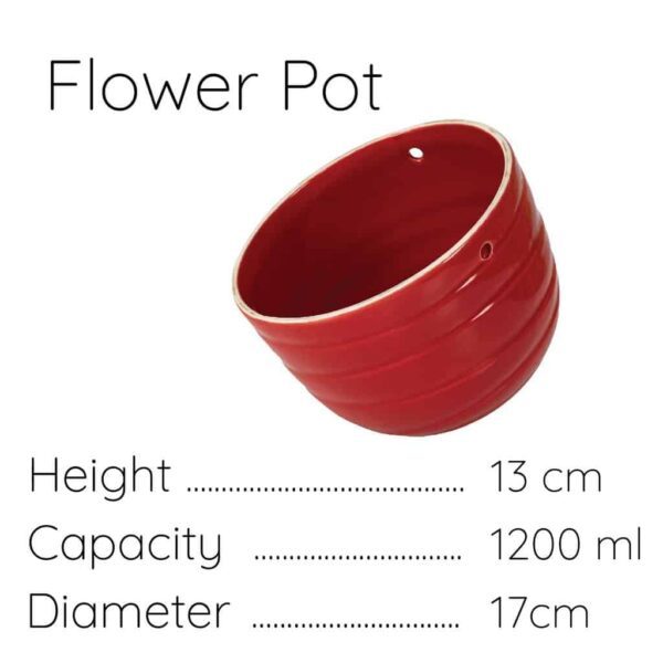 Flower pot, 13 x 17 cm, 1200 ml, Glossy Red