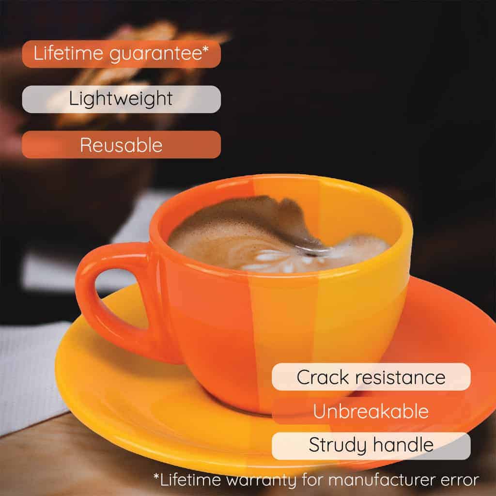 Cup and Saucer, 170 ml, Glossy Yellow and Orange