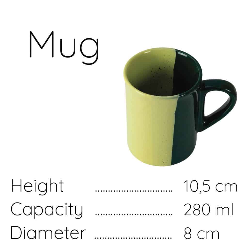 Mug, Round, 280 ml, Glossy Dark Green and Light Green