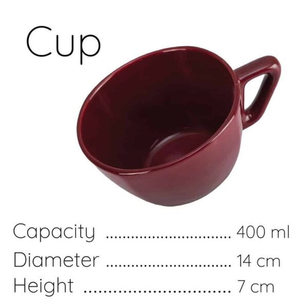 Cup, Square, 400 ml, Glossy Burgundy