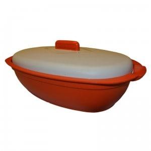 Salad Bowl with lid, Oval, 35 x 22.5 cm, Red