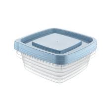 Set 3 Food Containers Fresh, Square, 900 ml, Blue lid