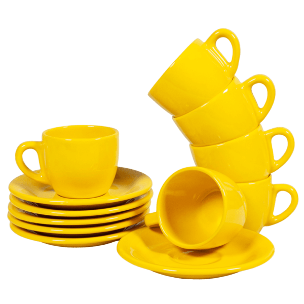 Set of 6 espresso cups and saucers, Cesiro, 80 ml, Sunflower Yellow