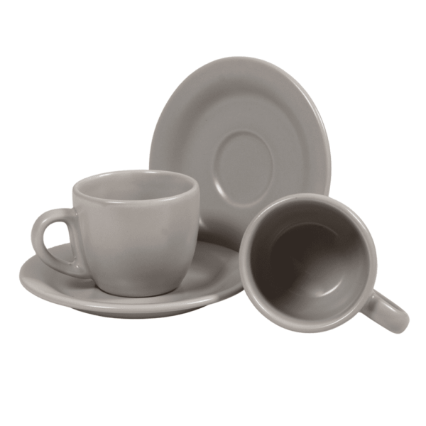 Set of 6 espresso cups and saucers, Cesiro, 80 ml. Matte Silver Grey