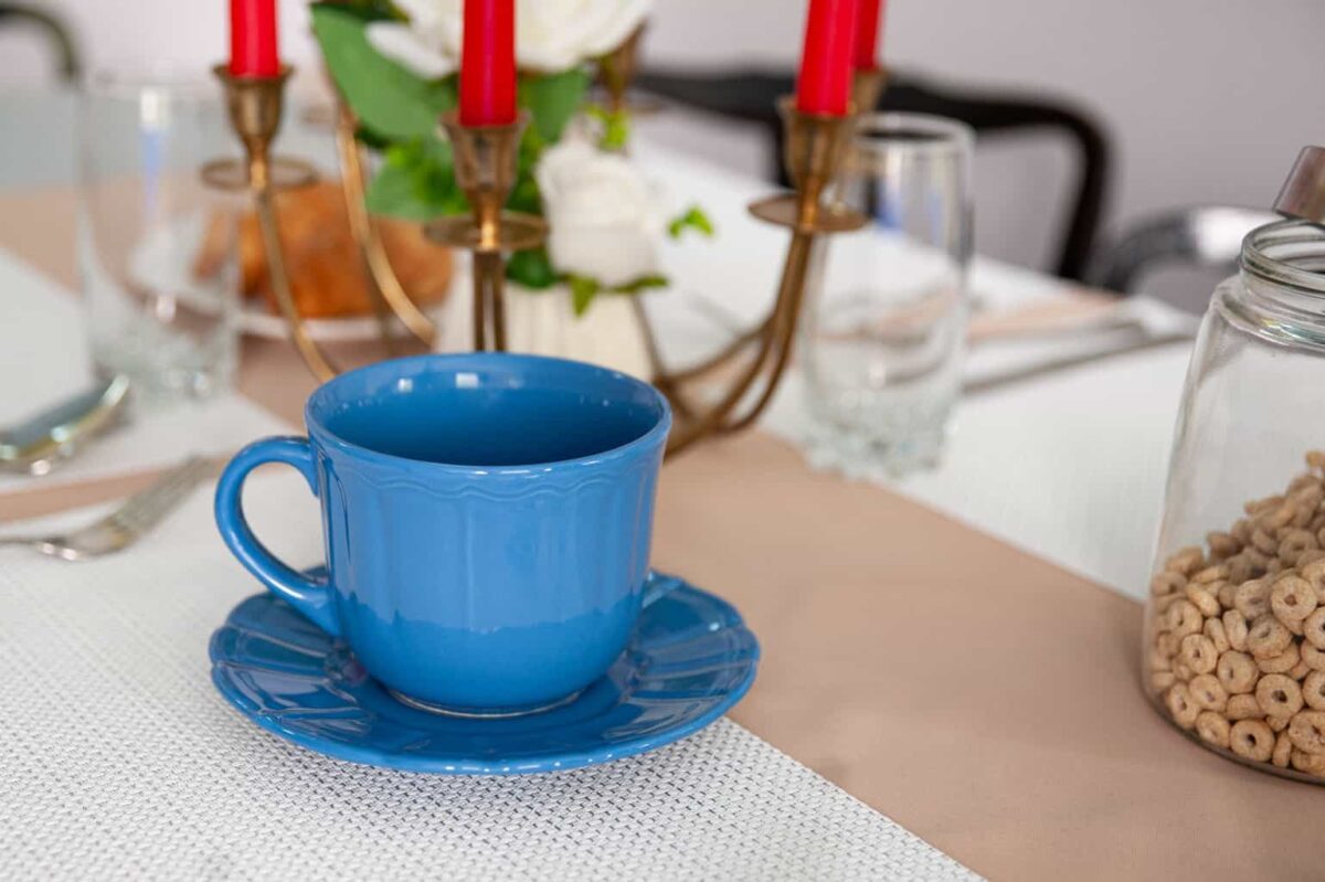 Cup with saucer for coffee, Cesiro, 450 ml, Royal Blue