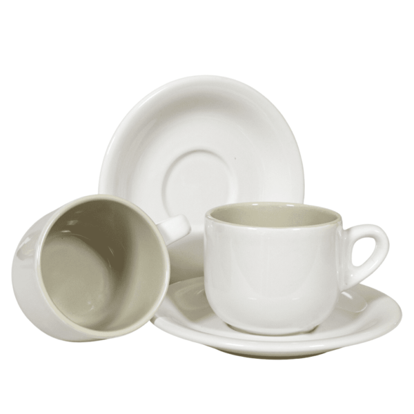 Set of 6 cups and saucers for coffee or tea, Cesiro, 220 ml, Arctic White with Gray