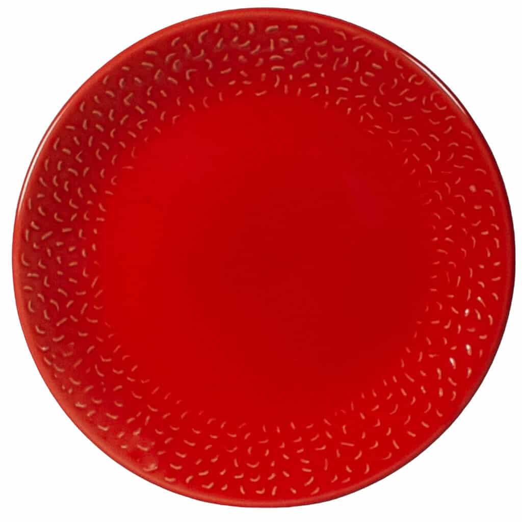 Dinner set for 6 people, Cesiro, Bright Intense Red, Embossed dashes