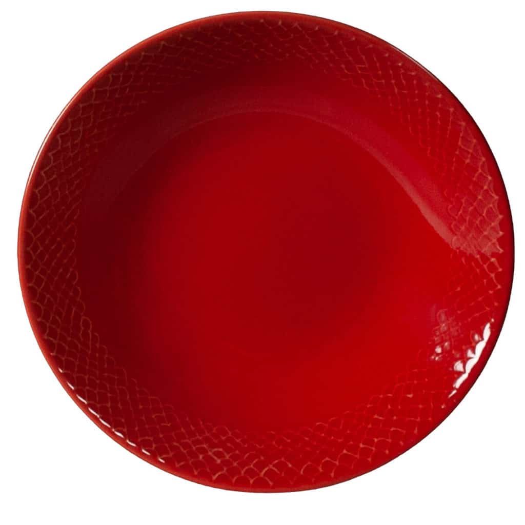 Dinner set for 6 people, Cesiro, Intense Glossy Red, Embossed Scale