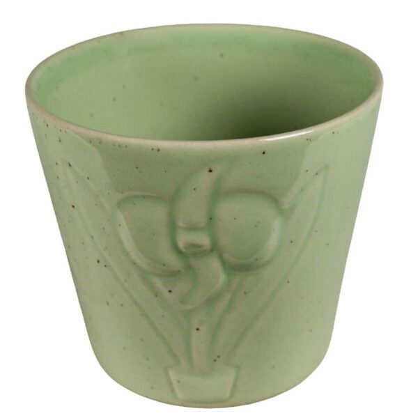 Flower pot, embossed flower, Cesiro, 10 cm, Pigmented Sage Green