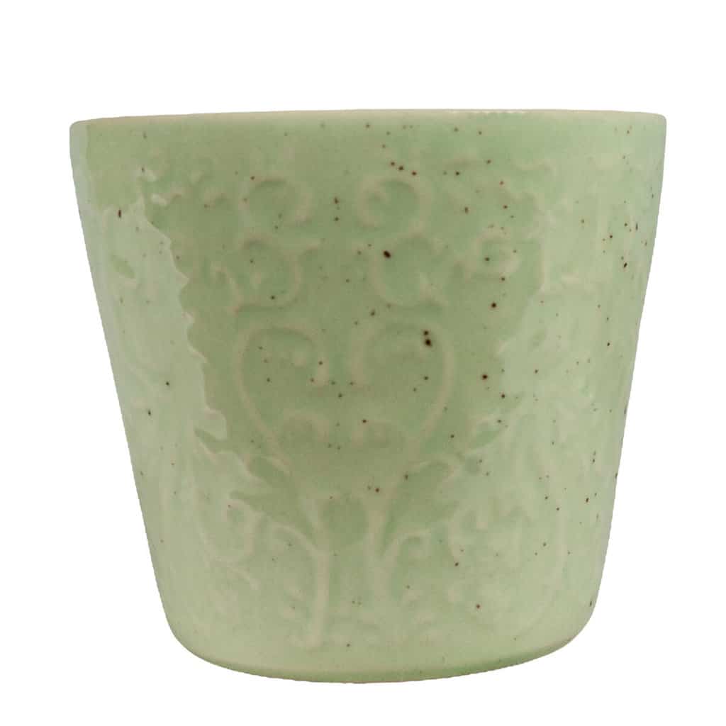 Flower pot, embossed Aztec elements, Cesiro, 10 cm, Pigmented Sage Green