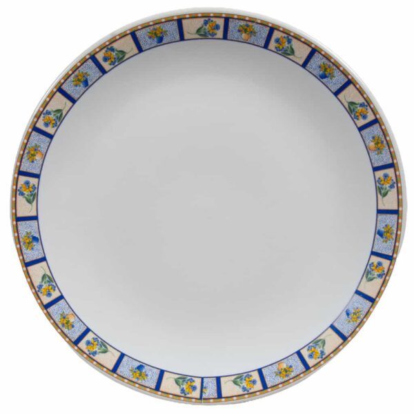 Dessert plate, Cesiro, 19.5 cm, Pure White with blue band with flowers