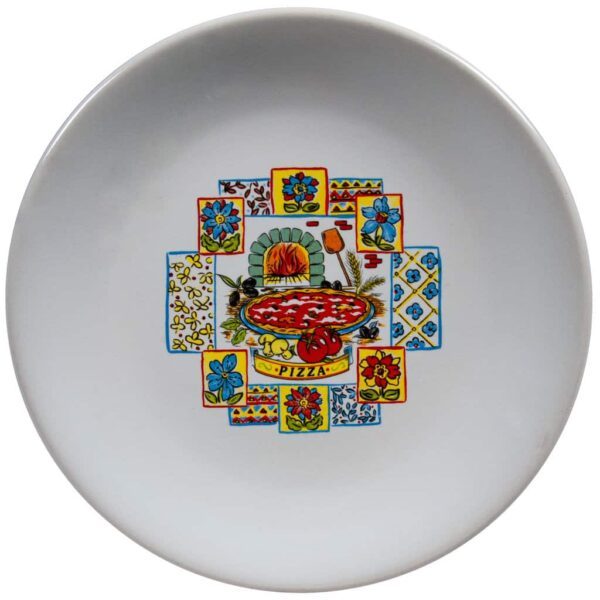 Dessert plate, Cesiro, 19.5 cm, Pure White decorated with flowers and pizza