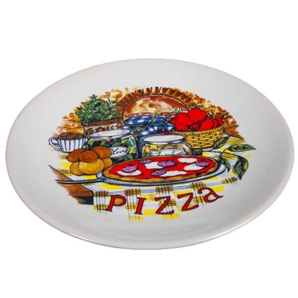 Dessert plate, Cesiro, 19.5 cm, Pure White with pizza decoration