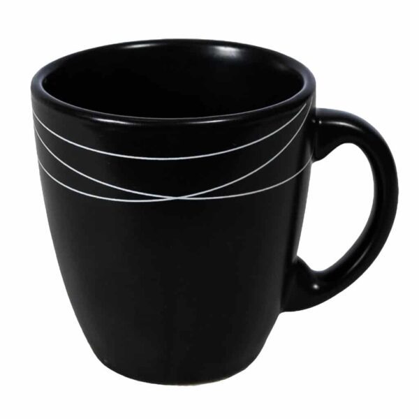 Coffee mug, Cesiro, Deep black with abstract lines 160 ml