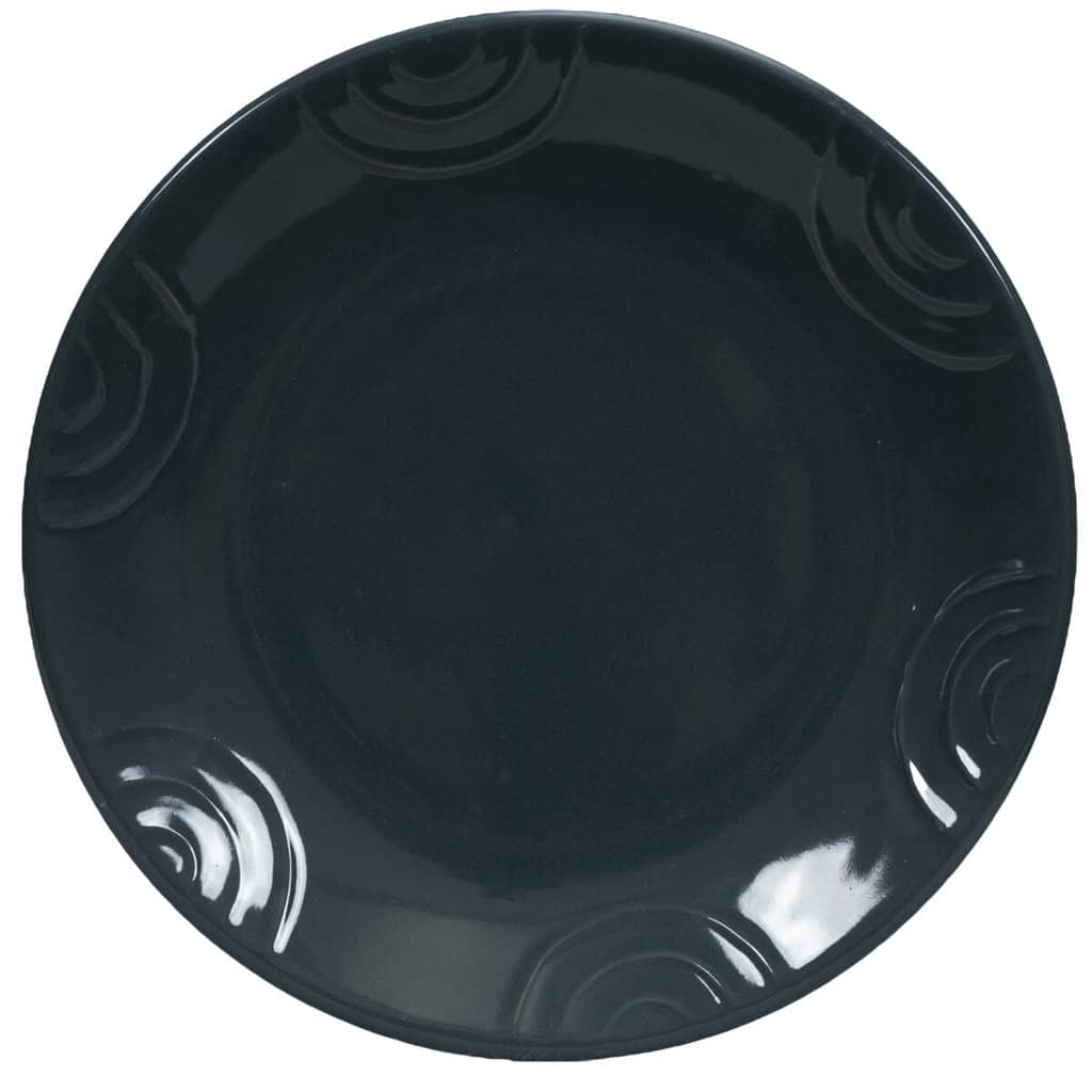 Dinner set for 6 people, Cesiro, Glossy Anthracite Gray, Embossed Semicircles