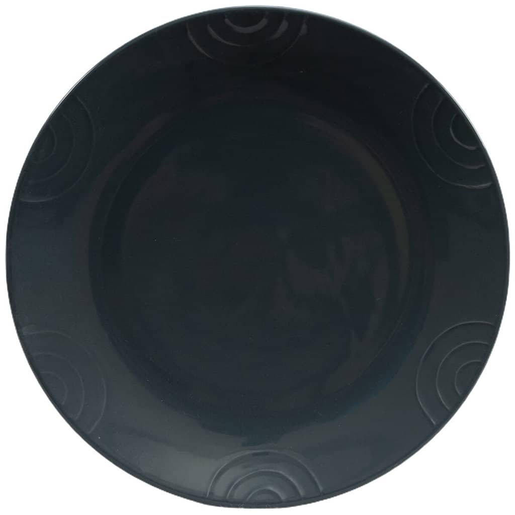 Dinner set for 6 people, Cesiro, Glossy Anthracite Gray, Embossed Semicircles