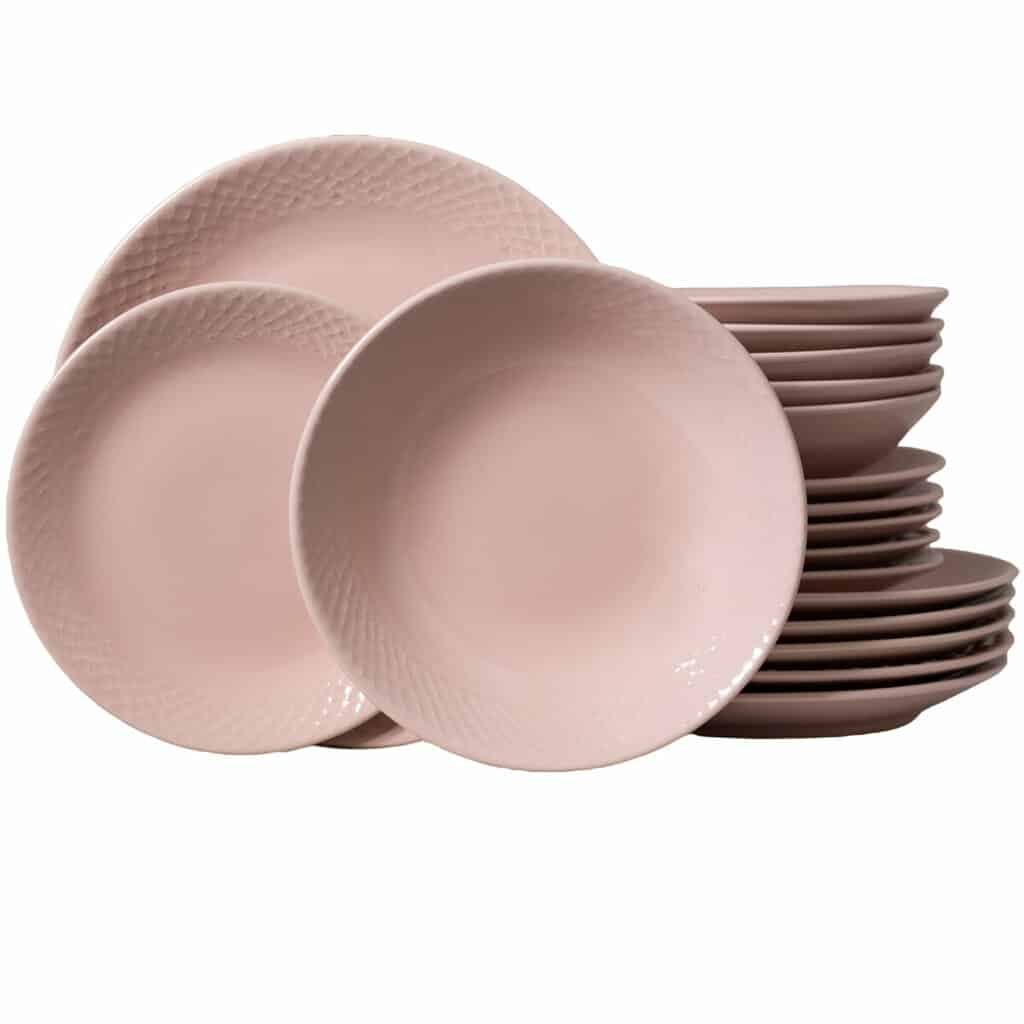 Dinner set for 6 people, Cesiro, Glossy Pink, Embossed Scale
