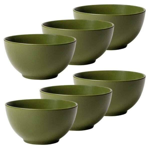 Set of 6 bowls, Cesiro, 600 ml, Olive Green Matt