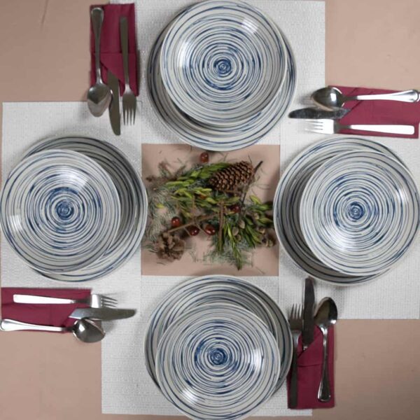 Dinner set for 4 people, Cesiro, White Ivoire with blue