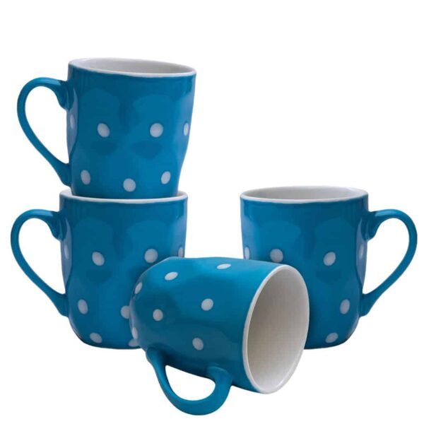 Set of 4 cups, Cesiro, 180 ml, Blue with white dots